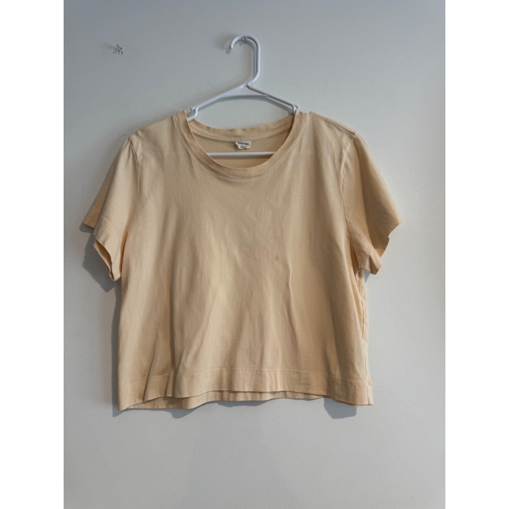 Wilfred Free Cropped T-Shirt Women Large Yellow Short Sleeve Boxy Fit